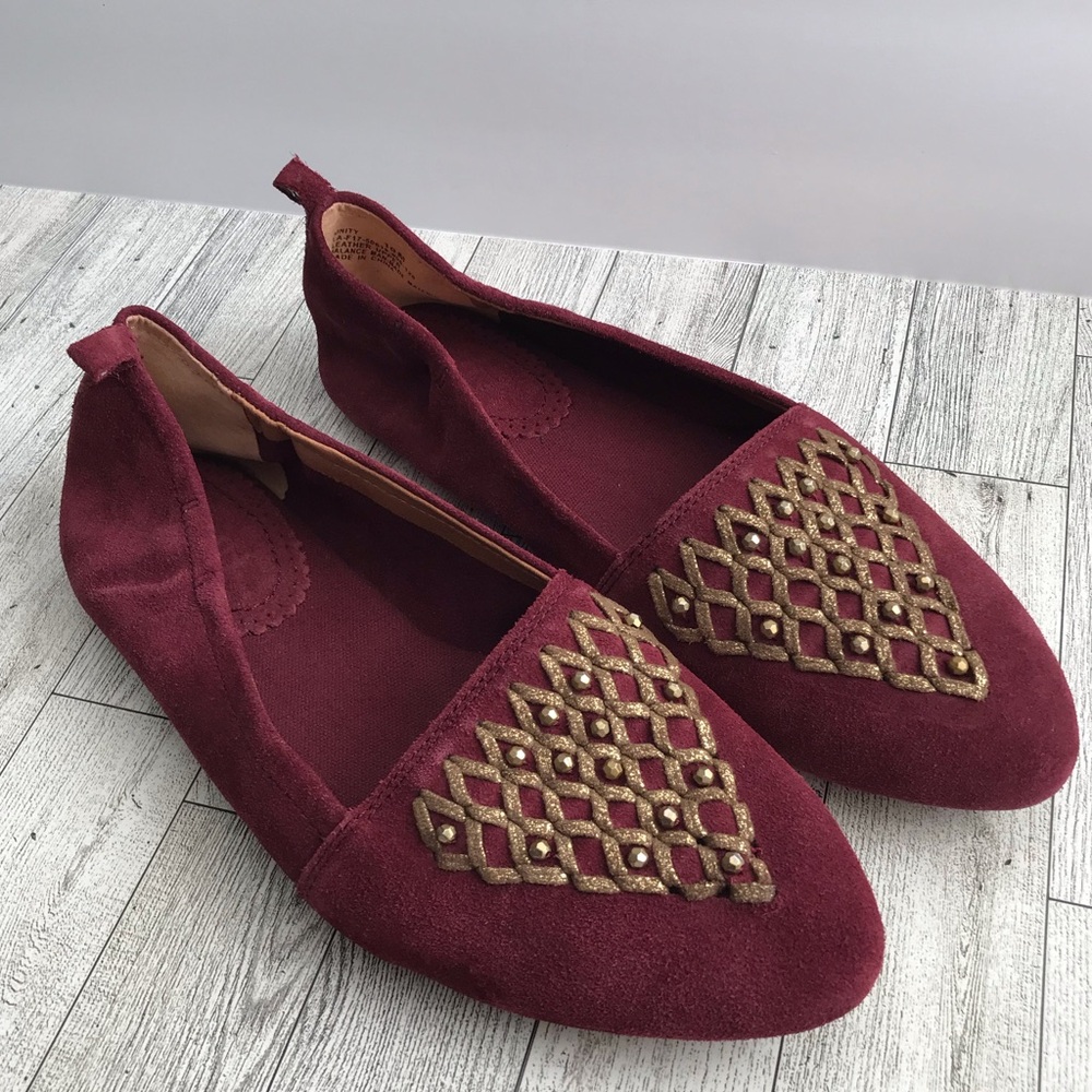 Lattigo Plum Suede Embellished Flat Size:10